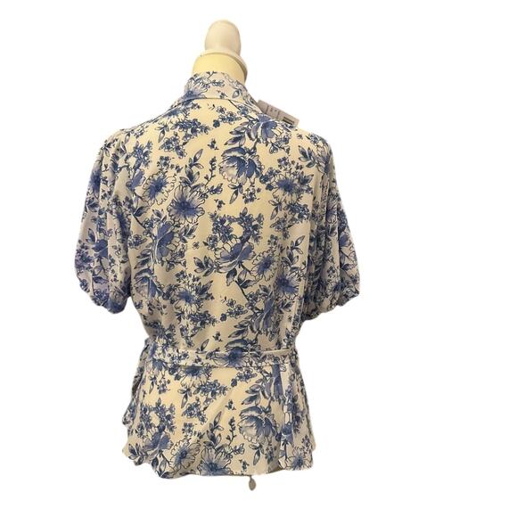 Violets & Roses Blue Floral Wrap Peplum Top, Plus Size 1X, NWT - Picture 4 of 8